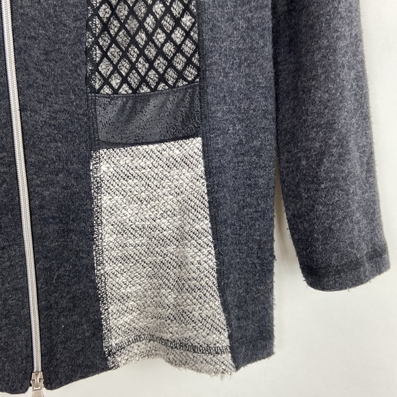 MICHAEL Tyler Full Zip Jacket Gray Black Abstract Patchwork Art To Wear Cardigan - Picture 7 of 16